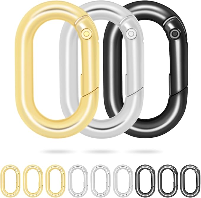 CooBigo 12Pack 1 Inch Assorted Oval Keyring, Metal Tiny Carabiner Spring Snap by CooBigo