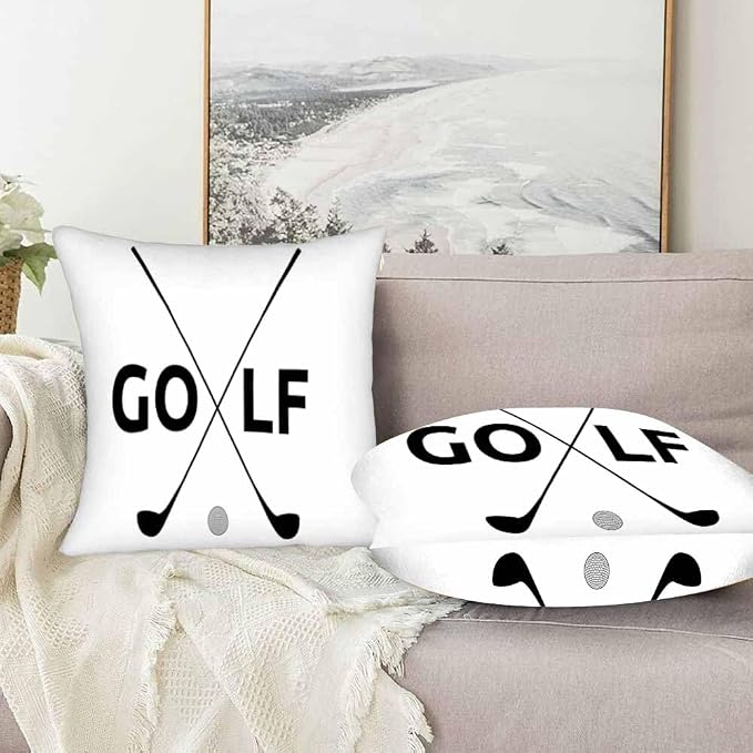 Black Golf Clubs Pillow Covers 18 X 18 Sports Themed Decor Symbol Golf Set of 2 - Image 5