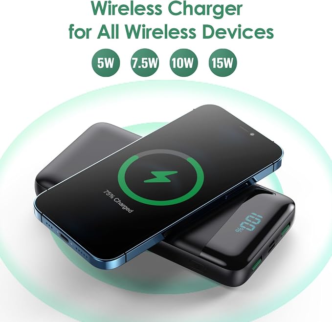 Wireless Portable Charger 30, 15W Wireless Charging USB C Power Bank, 25W PD QC - Image 4