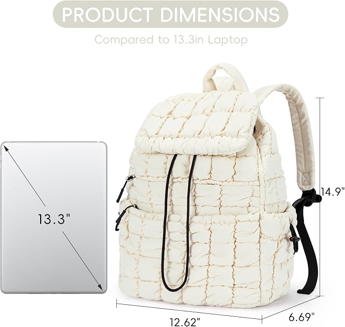 CLUCI Puffy Quilted Backpack Purse - Image 4