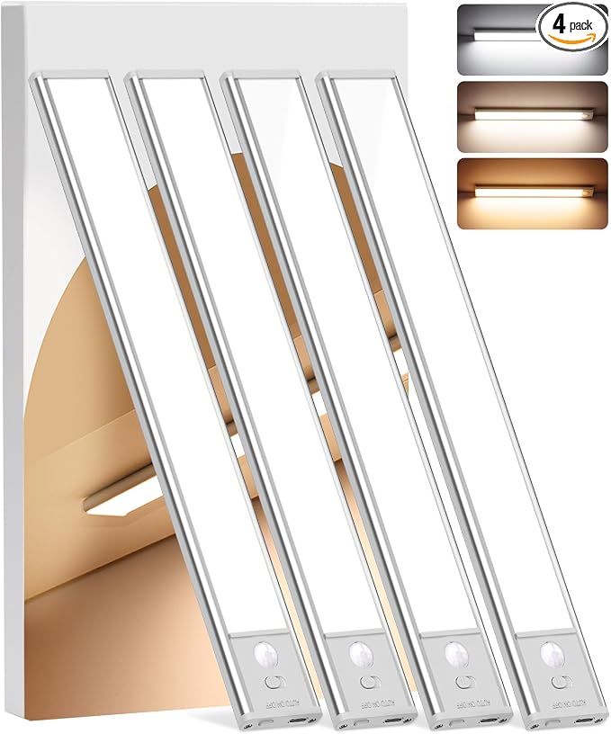 Under Cabinet Lighting Wireless, Dimmable Closet Lights Battery Operated by LNRYY