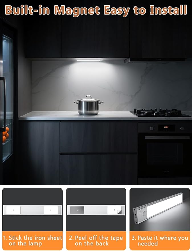 Under Cabinet Rechargeable Lighting: 10 Inch Motion Sensor Dimmable Lights - Image 4
