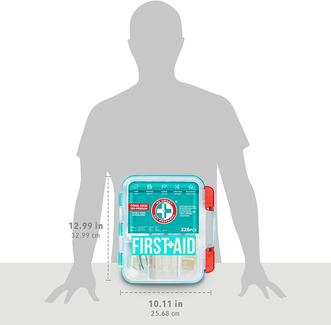 Be Smart Get Prepared First Aid Kit, 326 Piece, Exceeds OSHA and ANSI - Image 8