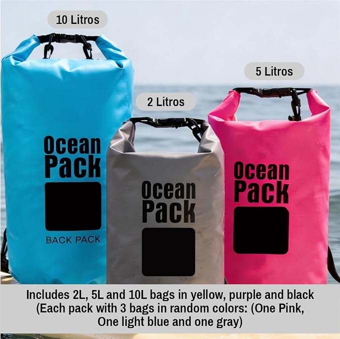Waterproof Dry Bag Backpack Set of 3 – PVC Roll Top Waterproof Bags - Image 6