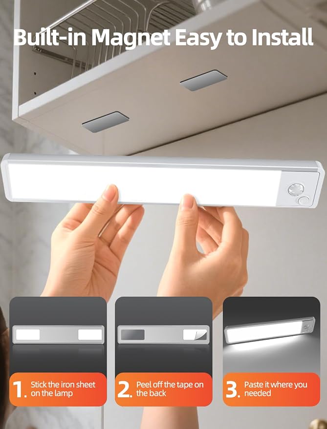 Under Cabinet Motion Sensor Lighting: 10 Inch Dimmable Rechargeable Lights - Image 4
