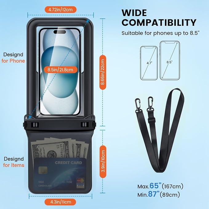Floating Waterproof Phone Pouch 2 Pack, IPX8 Waterproof Phone Case - Image 3