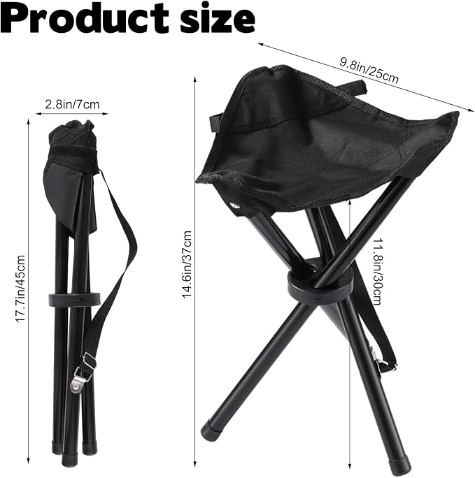 Travel Folding Camping Stool, 14.6 inches Lightweight Outdoor Tripod Chair and - Image 3