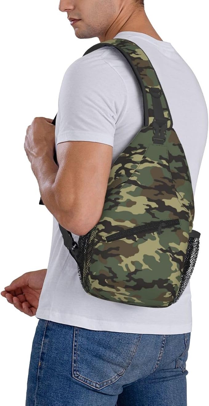 Camo Crossbody Sling Bags for Men Classic Green Brown Black Colors Camouflage - Image 7