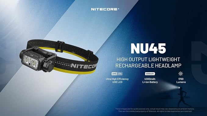 Nitecore NU45 1700 Lumen Headlamp, USB-C Rechargeable Fast Charging, Long - Image 5