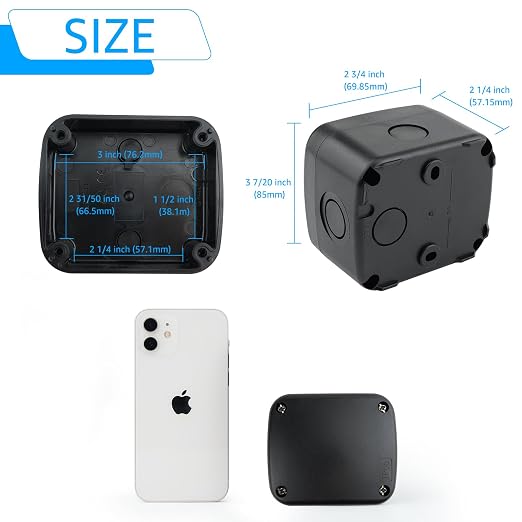 SuperInk Waterproof Black Junction Box, IP66 Outdoor Electrical Enclosure - Image 4