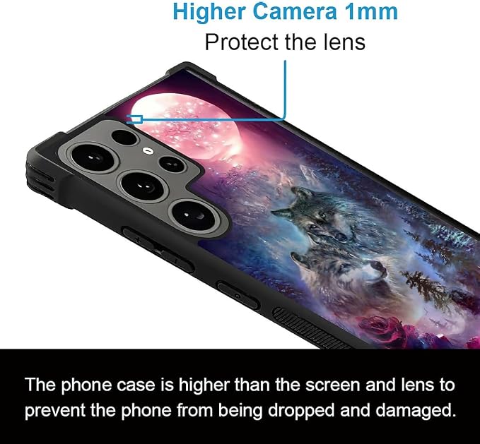 for Samsung Galaxy S24 Ultra Case, Star Two Wolfs Howling Pattern Graphic - Image 3