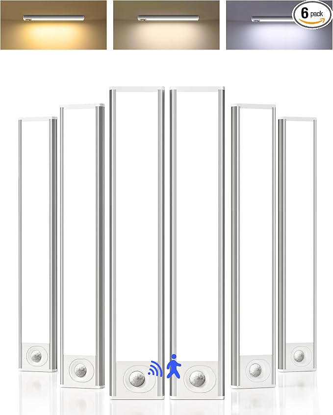 10inch Under Cabinet Lighting, Magnetic Closet Lights, Dimmable & 3 Color Temps by AMETHEUS