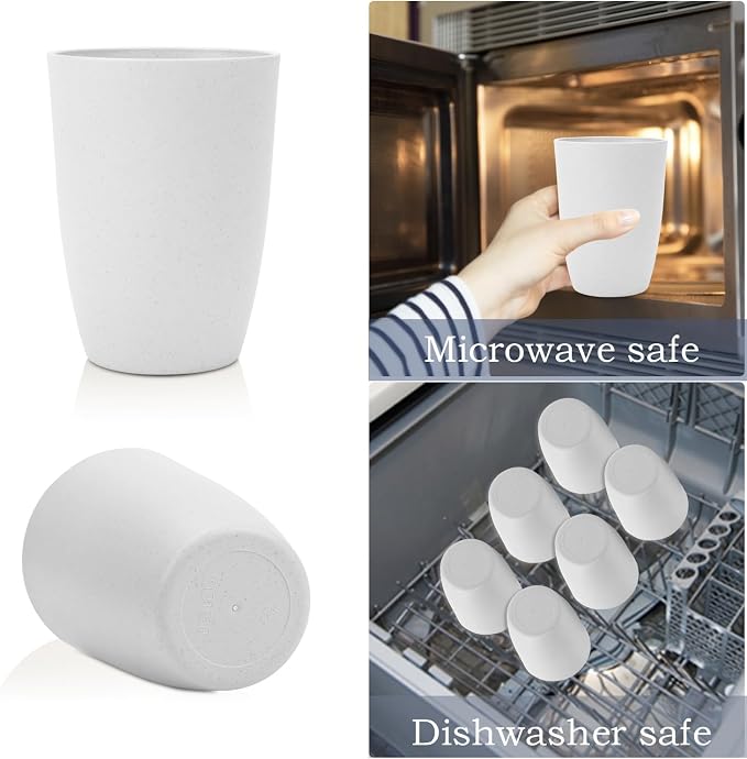 Wrova Wheat Straw Cups Set of 6 Good Alternative to Plastic Cups Reusable 12 oz - Image 6