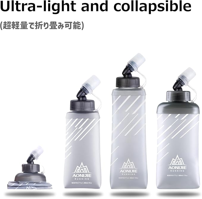 Azarxis TPU Soft Flask Collapsible Water Bottles BPA-Free 250ml 350ml 500ml - Image 6