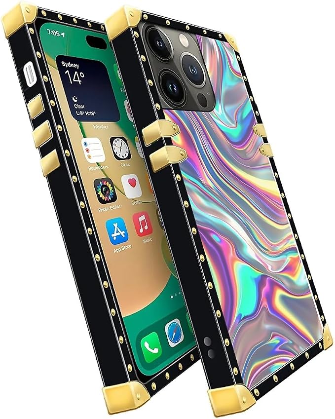 Compatible with iPhone 14 Pro Max Case, Holographic Abstract Iridescent - Image 3