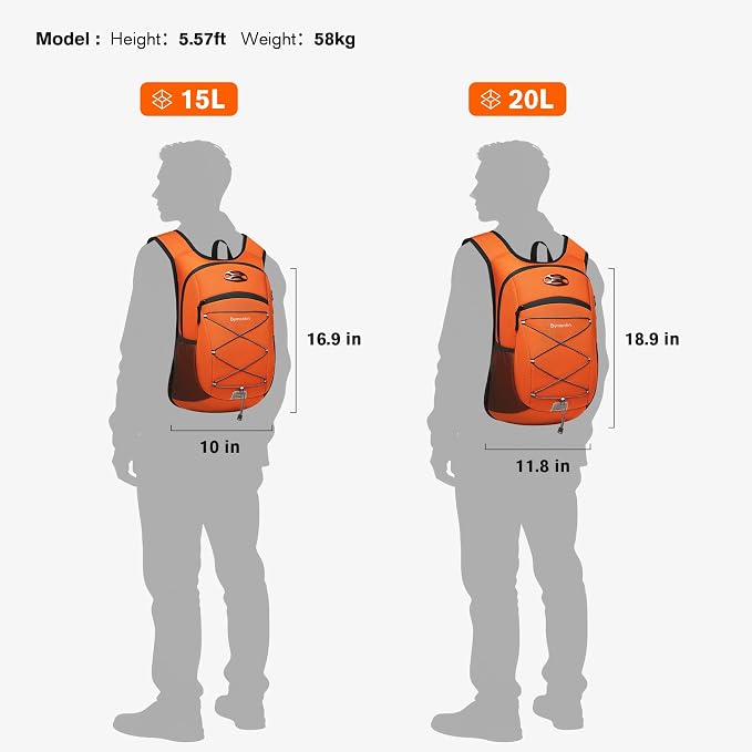 Ultra-Light Soft Daypack 15L/20L, Cushioned Breathable Back Panel Backpack - Image 5