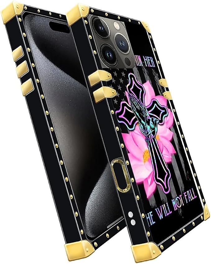 Compatible with iPhone 16 Pro Max Case, Praying Cross Hands Luxury Golden - Image 3