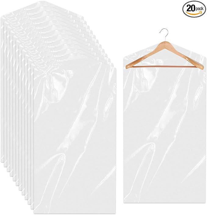 20 Pack Garment Bags for Hanging Clothes Plastic Garment Bags Clear Clothes by Sliverdew