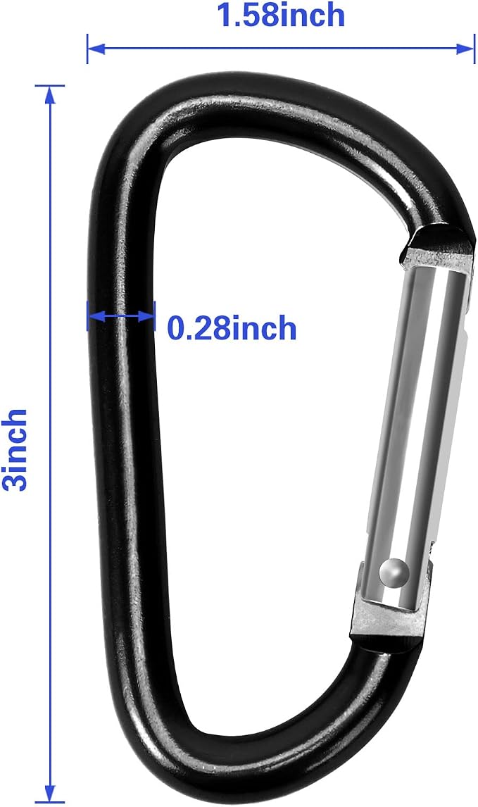 Carabiner Clips, Upins Aluminum Locking Spring Hook Keychain D Shape Heavy Duty - Image 2