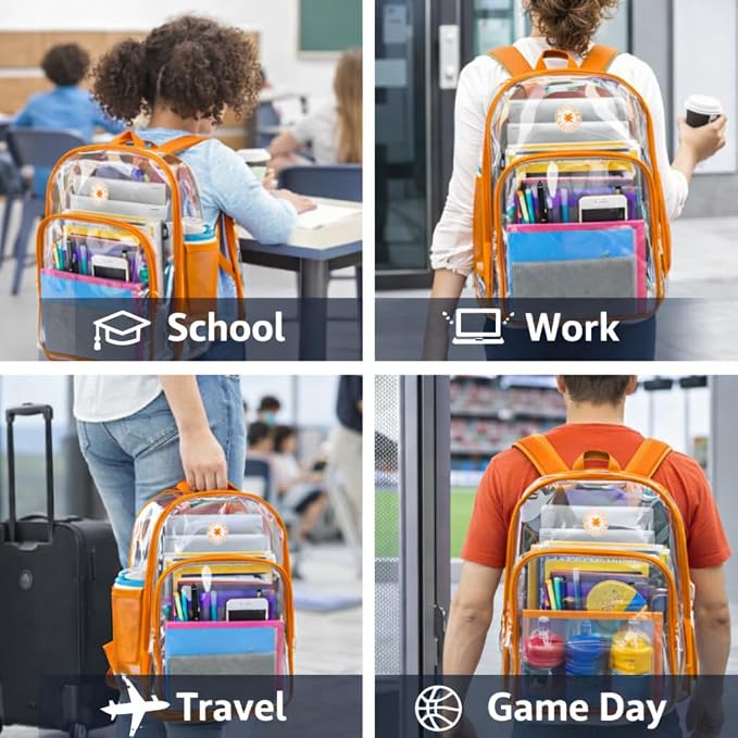 K-Cliffs Large Transparent Backpack Clear Heavy Duty School Bag Durable Student - Image 6