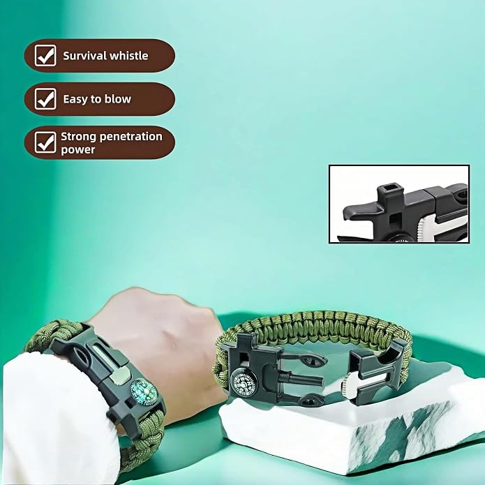Chinshwehaw 5 in 1 Survival Bracelet-Fire Starter, Loud Whistle, Paracord Rope - Image 5