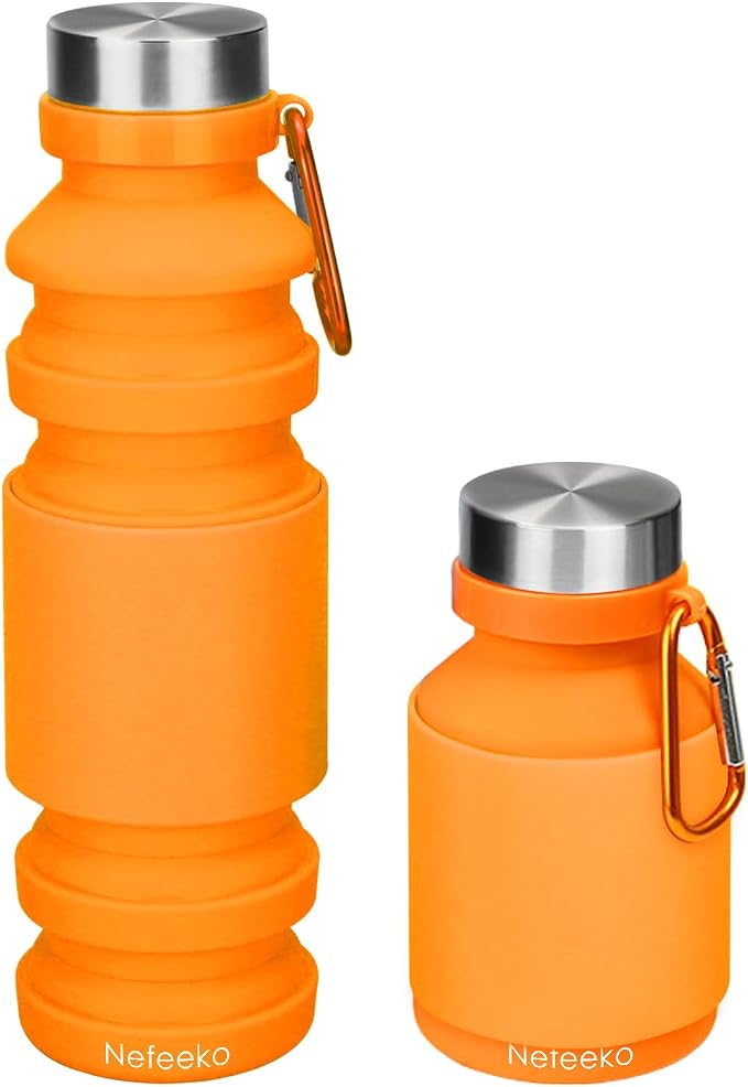 Nefeeko Collapsible Water Bottle, Reuseable BPA Free Silicone Foldable Water by Nefeeko