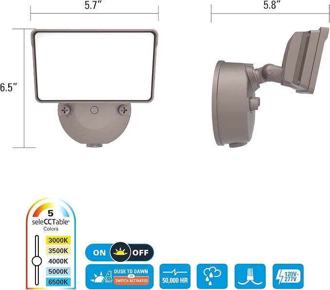 HALO FGS Outdoor LED Security Floodlight, 120V w/Selectable CCT & Lumens - Image 6