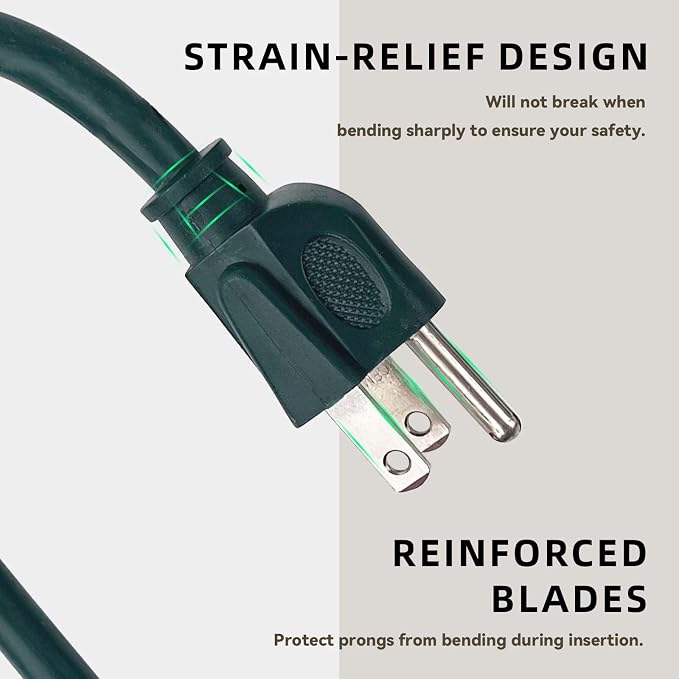8ft Outdoor Extension Cord for Christmas Decorations - Image 3