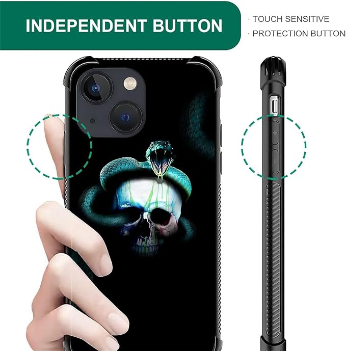 for iPhone 14 Plus Case, Skeleton Winding Snake Pattern Graphic Design Girl Boy - Image 4
