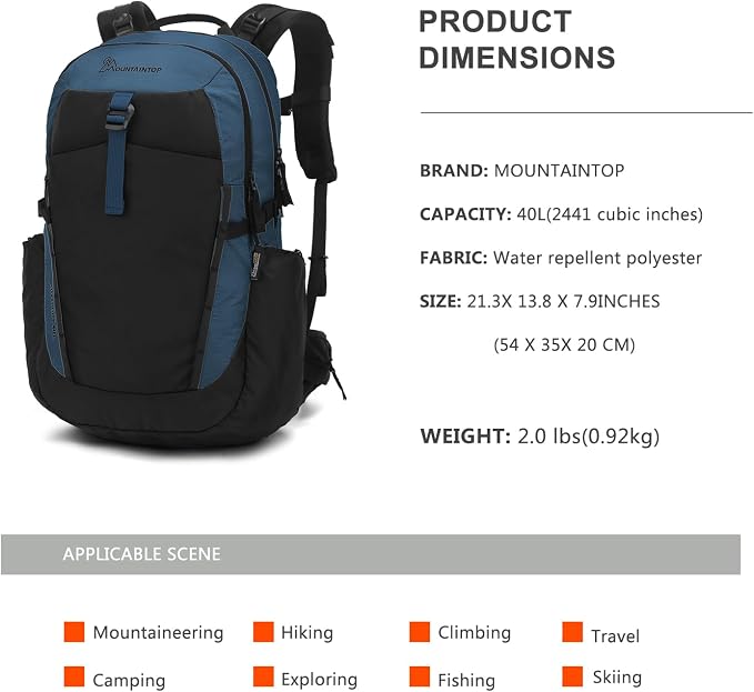 MOUNTAINTOP 30L Hiking Backpack, Men Women Camping Backpack, Lightweight - Image 2