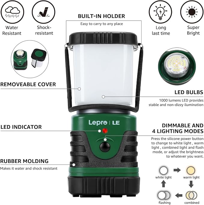 Lighting EVER 1000LM LED Camping Lantern Rechargeable, 4400mAh Power Bank - Image 9
