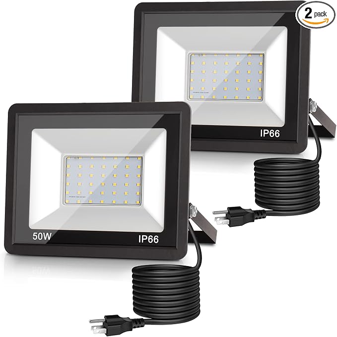 L LOHAS LED Dusk to Dawn Floodlight Outdoor, 50W Auto On/Off 6000K Daylight by LLOHASLED
