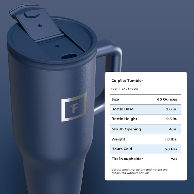 IRON °FLASK Co-Pilot Insulated Mug w/Straw & Flip Cap Lids - Image 9