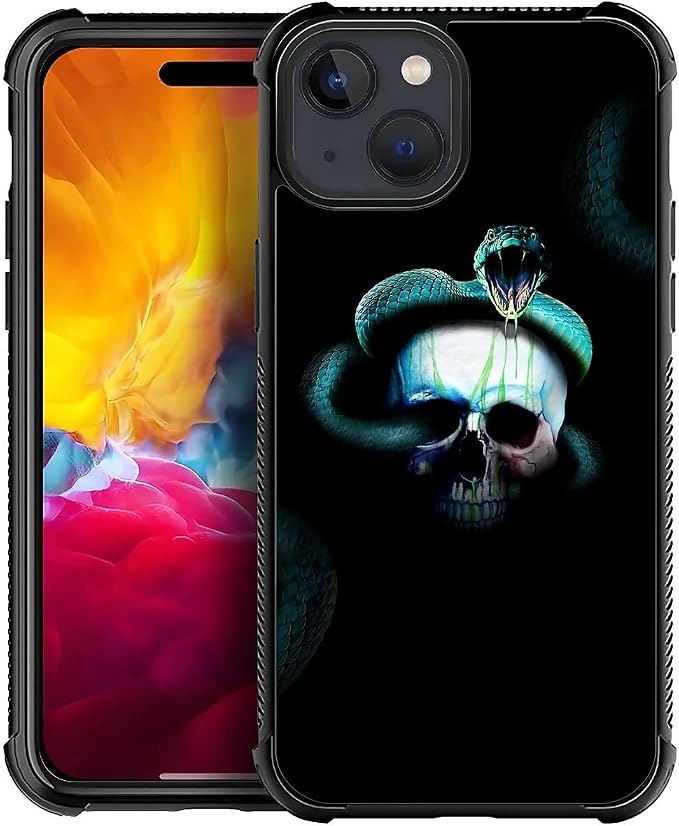 for iPhone 15 Case, Skeleton Winding Snake Pattern Graphic Design Girl Boy Soft by FKBRCL4U