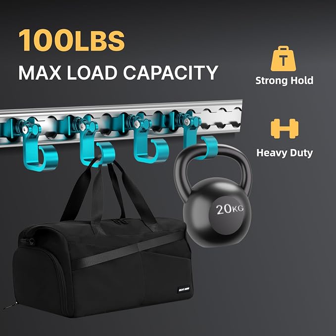 4 Pack L Track Hooks with Single Stud Fitting, Spring-Loaded Adjustable Gear - Image 2