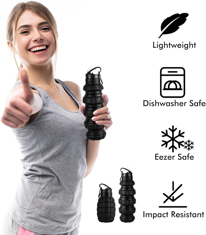 QiCheng&LYS Collapsible Water Bottle Sports Bottle 19.5OZ/580ml Travel Water - Image 5