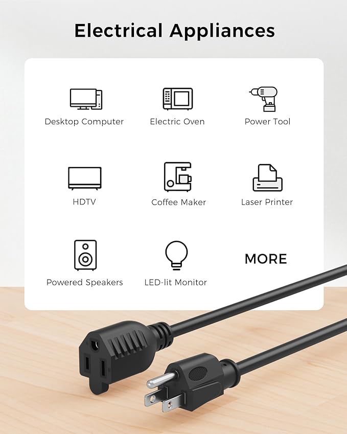 Cable Matters 16 AWG Heavy Duty 13A Long Power Extension Cord - 50ft - Image 5