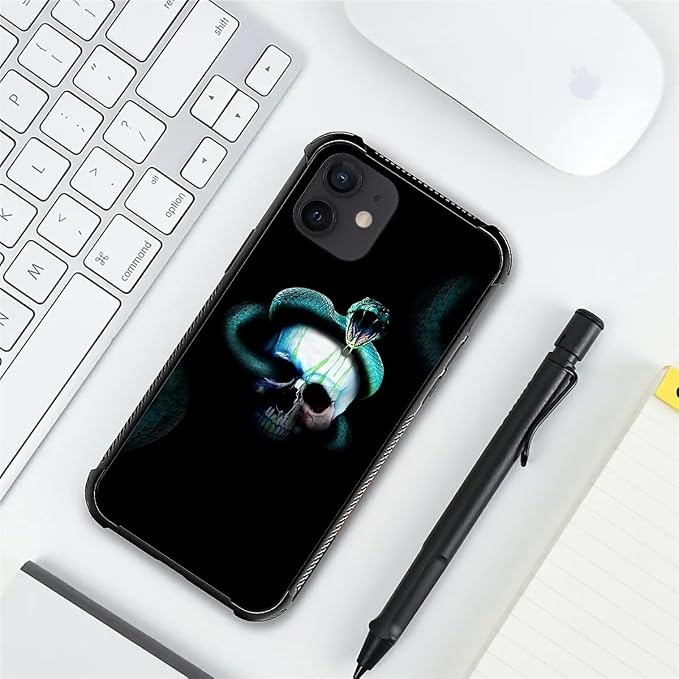 for iPhone 12/12 Pro Case, Skeleton Winding Snake Pattern Graphic Design Girl - Image 2