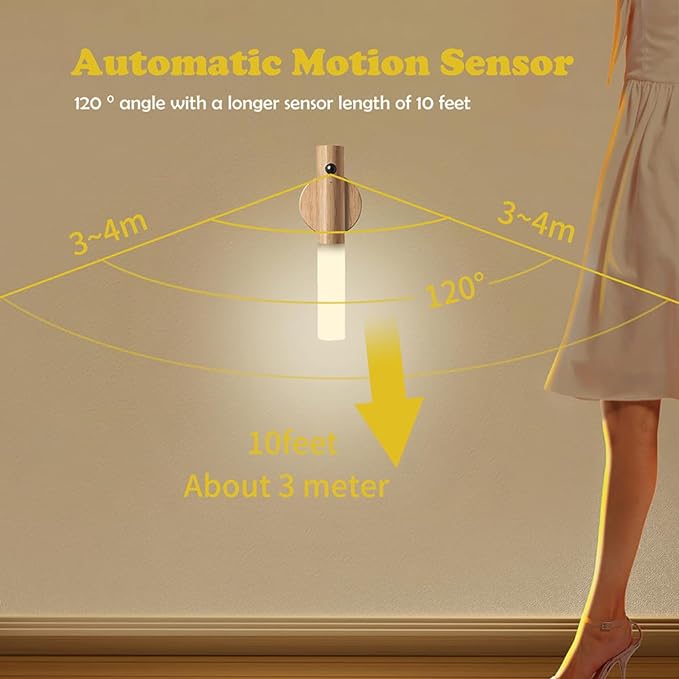 LANDGOO Wooden Motion Sensor Night Lights Magnet Body Sensor Hallway Night - Image 4