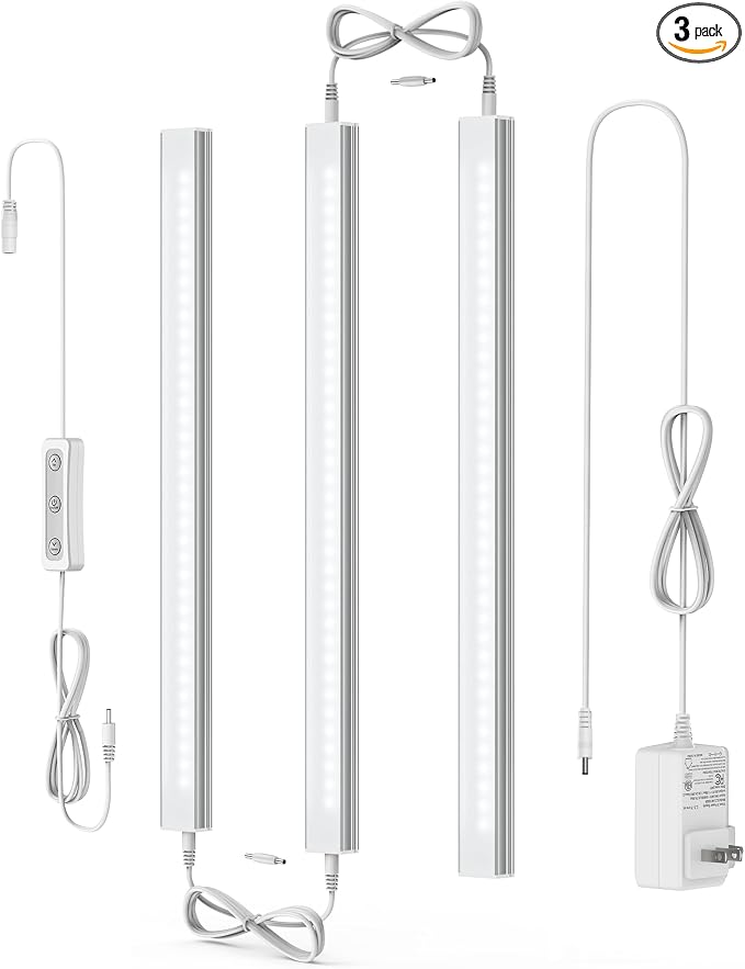 ASOKO Dimmable LED Under Cabinet Lighting Cold White 5000K, 3 Pack 12 inch by ASOKO