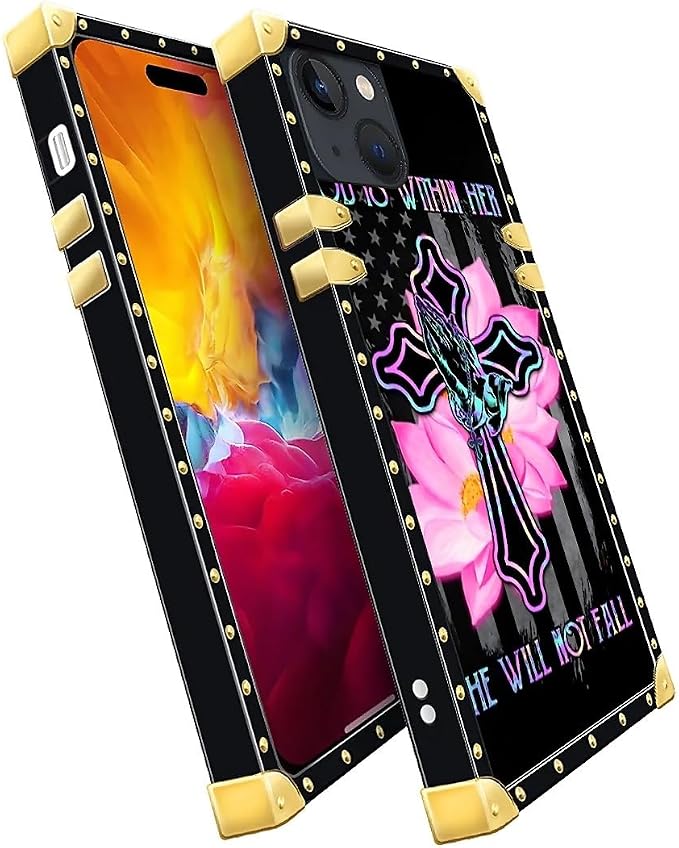 Compatible with iPhone 15 Case, Praying Cross Hands Luxury Golden Decoration - Image 3