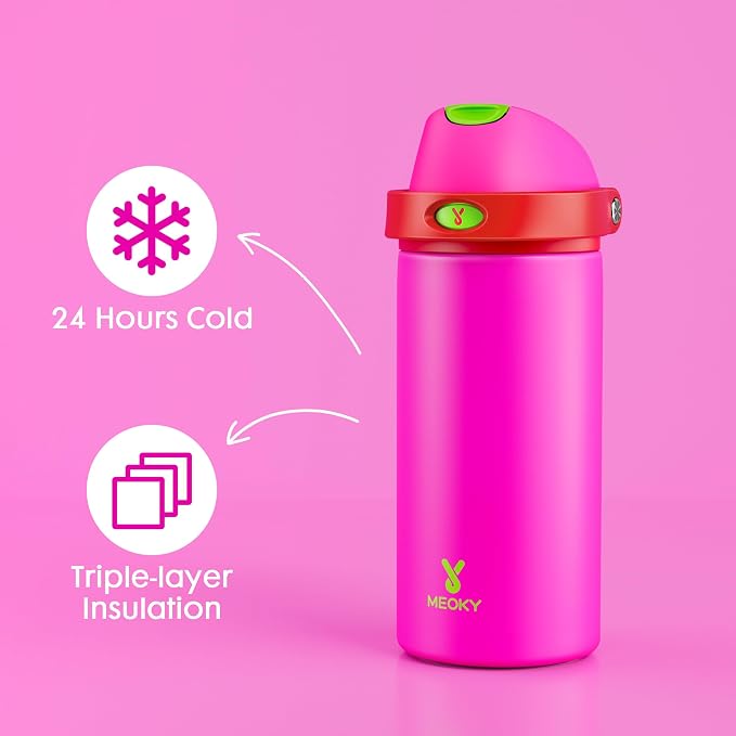 18 oz Insulated Water Bottle for Kids: Meoky Stainless Steel Water Bottle - Image 3