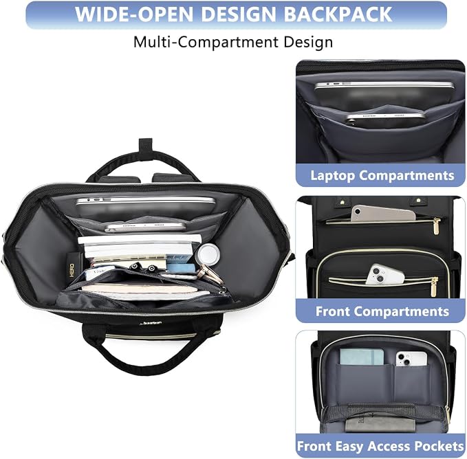 Focdod Backpack for Women 15.6 Inch Laptop Backpack Work Business Backpacks - Image 2