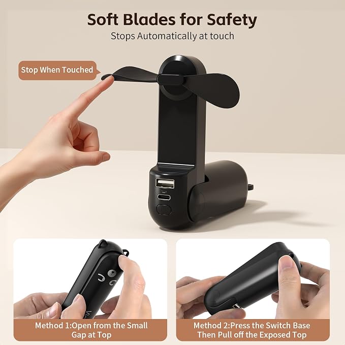 Mini Handheld Fan, USB Rechargeable 3 IN 1 Personal Cooler Fans - Image 3