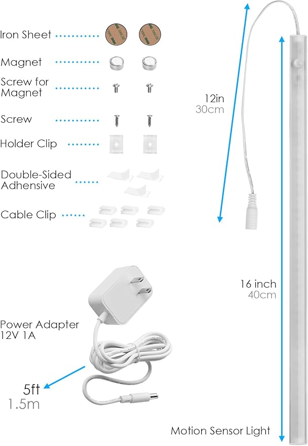 Under Cabinet Lighting LED Motion Sensor Lights Plug in Indoor, 16 inch 500LM - Image 7