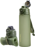 TakeToday Collapsible Water Bottles 21oz, Foldable Platinum Silicone Travel by TAKETODAY