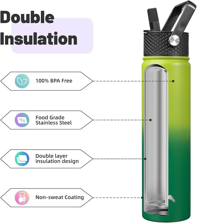 Konokyo Insulated Water Bottle 24oz Stainless Steel Sport Bottles - Image 4