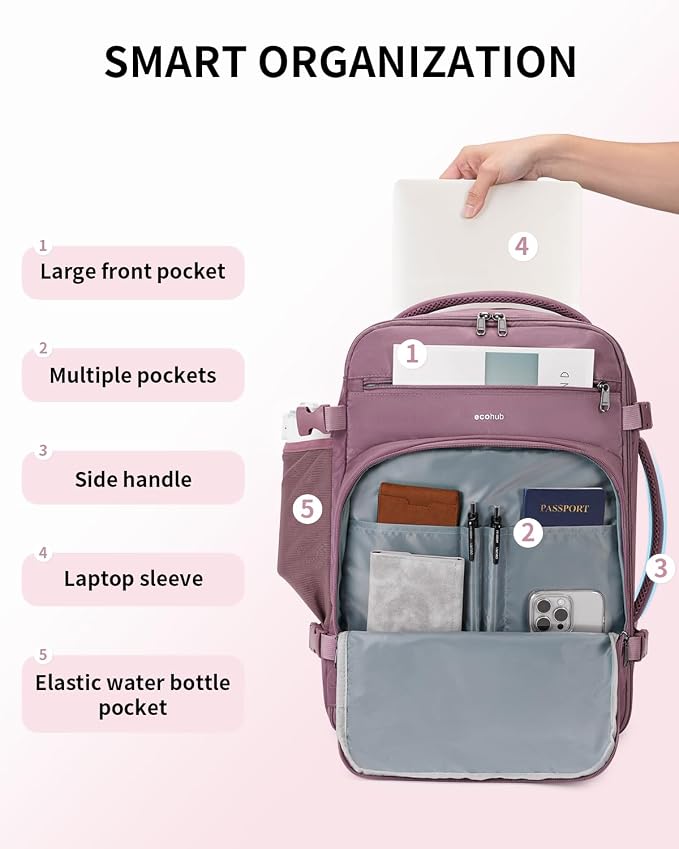 ECOHUB Travel Backpack for Women, Laptop Carry on Backpack - Image 5