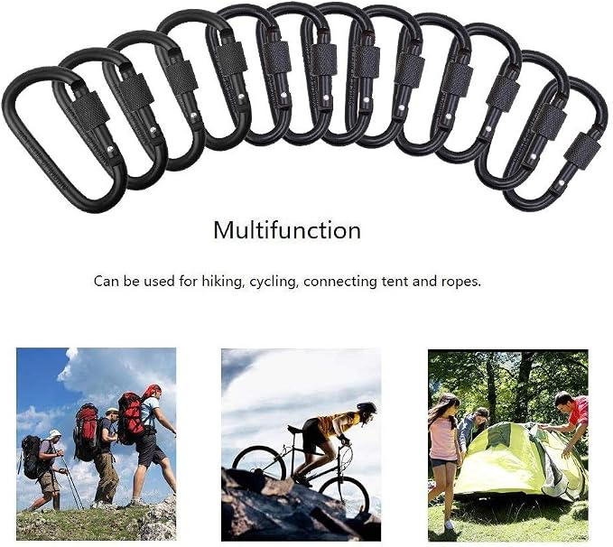 Locking Carabiner Clip, Vonpri 3 Inch D Ring Clips Spring Snap Key Chain Hook - Image 2