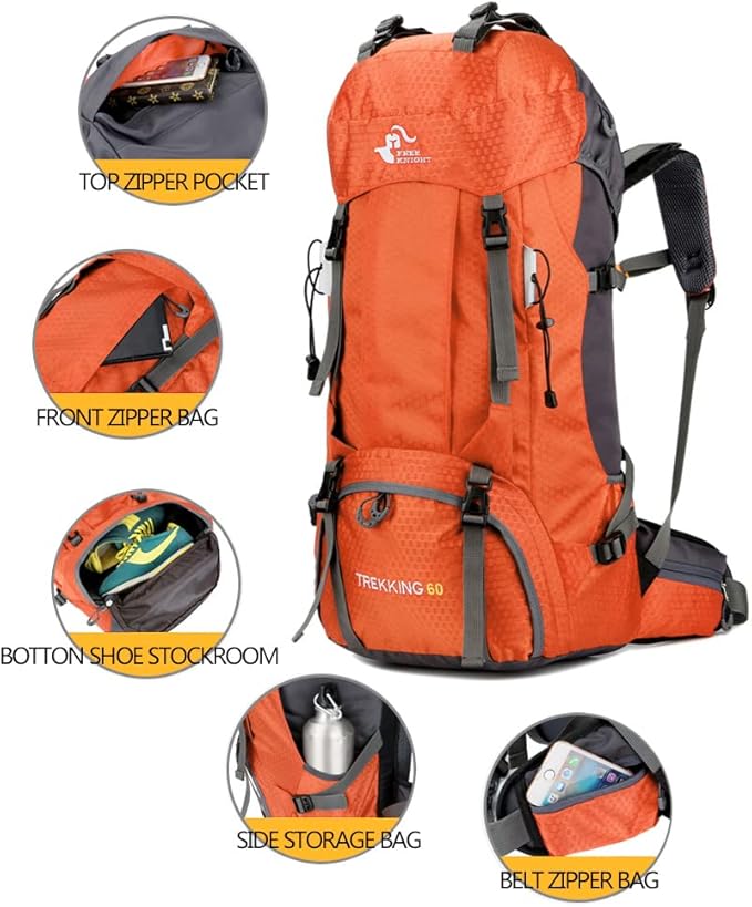 Bseash 60L Waterproof Hiking Camping Backpack - Image 3